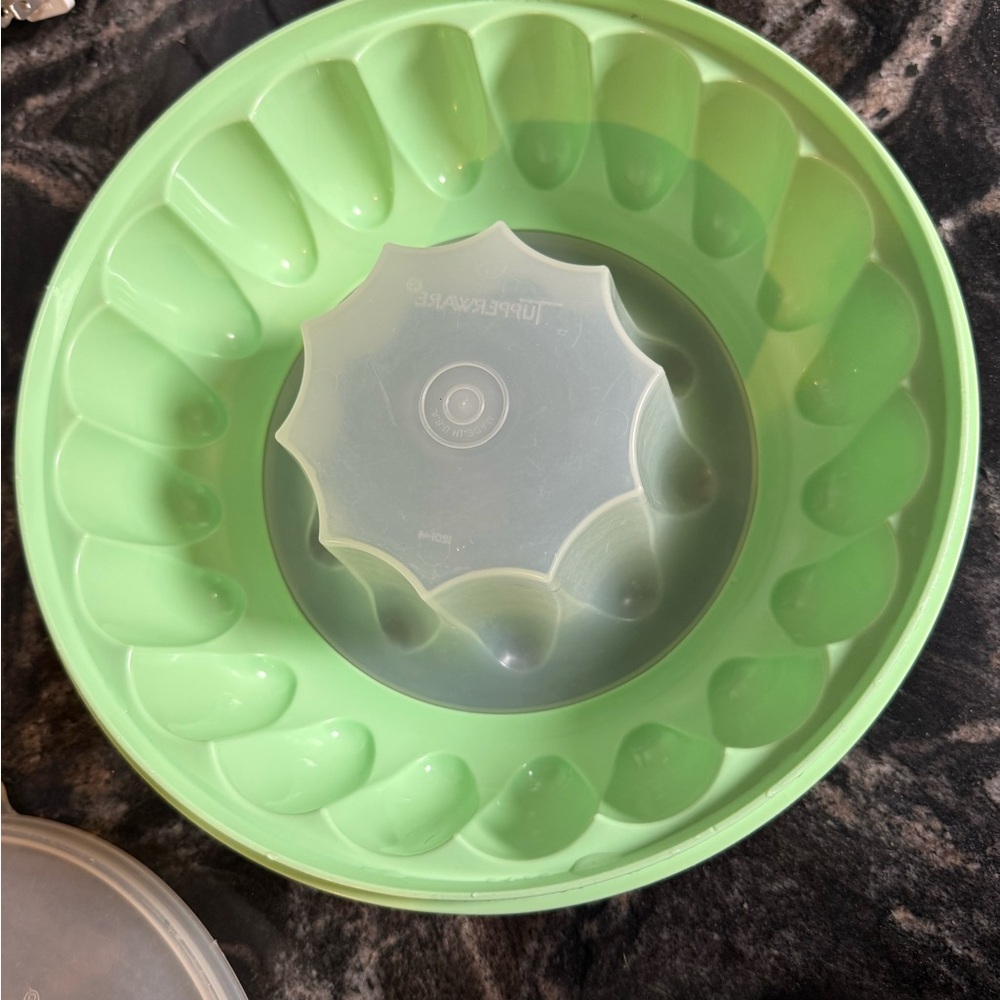 VTG TUPPERWARE JELLO MOLD RING #1201/1202 JADITE GREEN 3 PCS W/ LID JEL-A-RING - Picture 4 of 7
